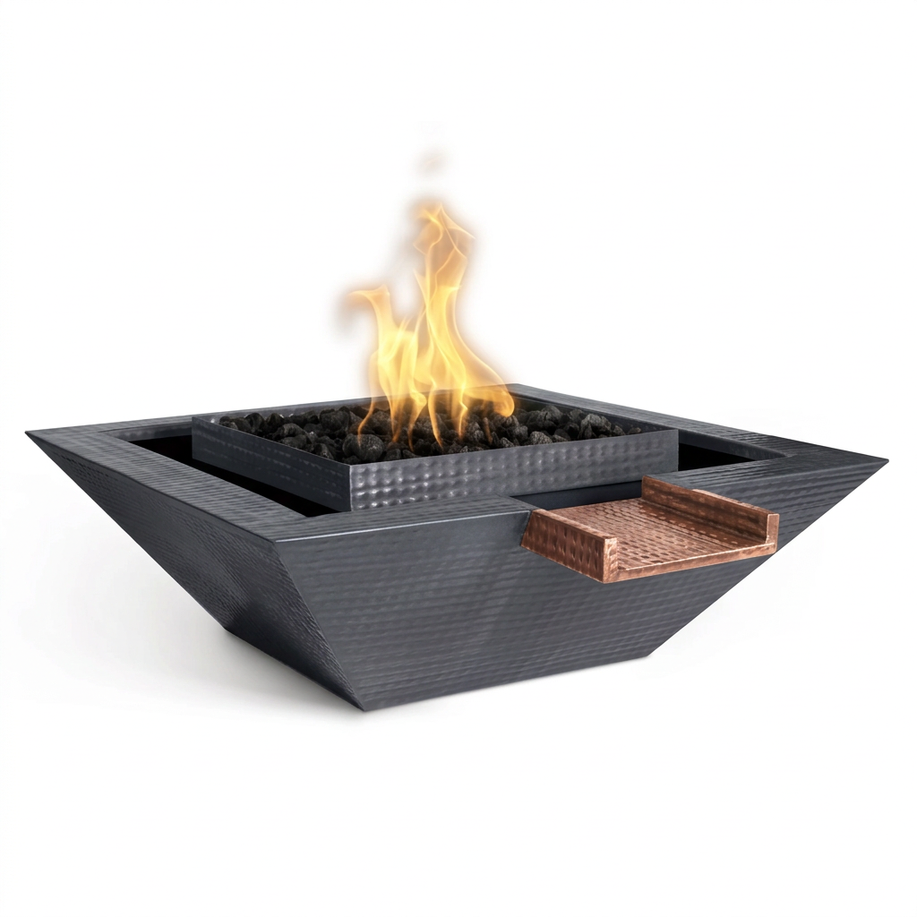 Maya Gravity Spill bowl in Graphite Grey with its original copper scupper