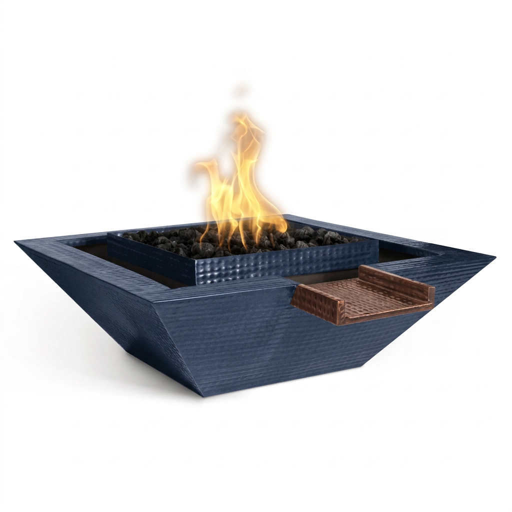 Maya Gravity Spill bowl in Sapphire Blue with its original copper scupper