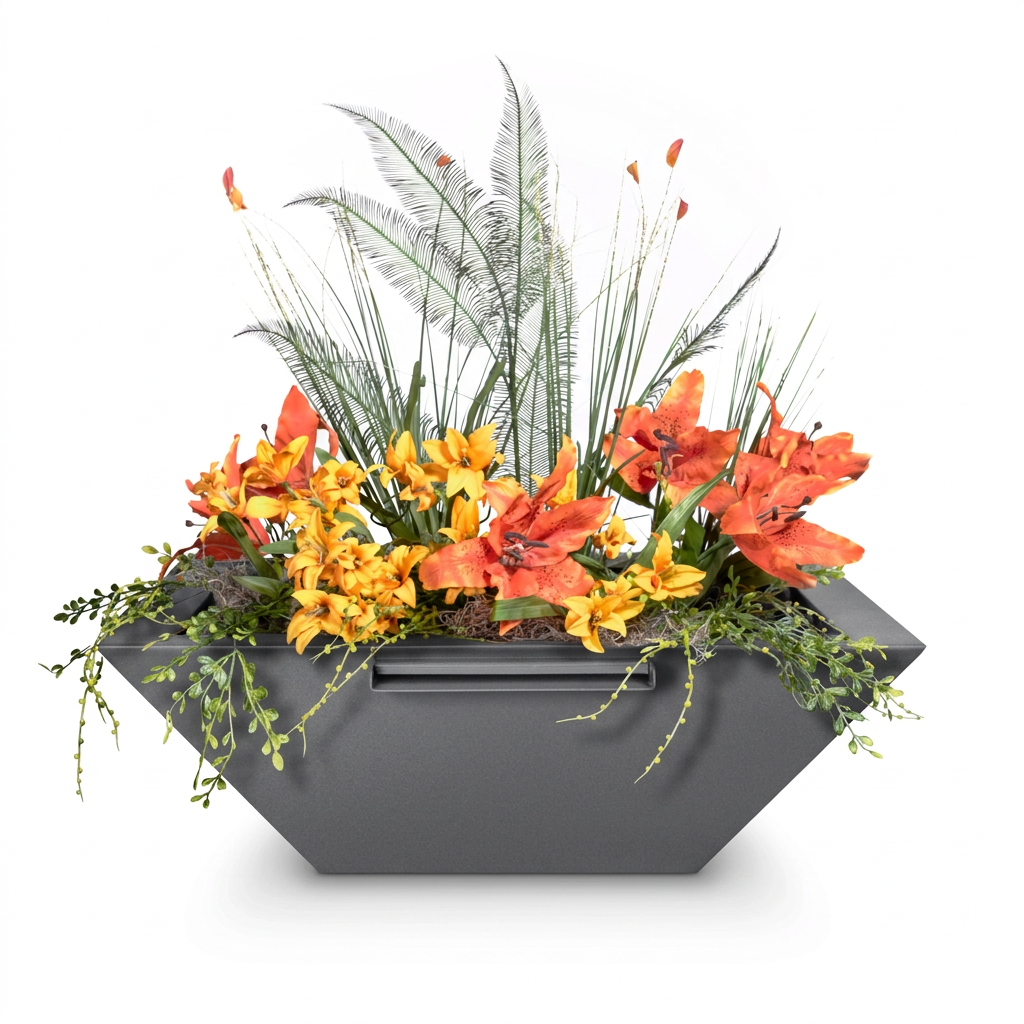 Maya Planter & Water Bowl in Rock Gray