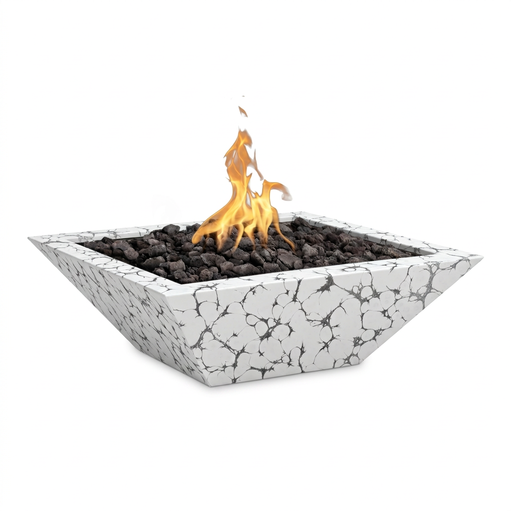Maya White Vein Fire Bowl with a clean white background