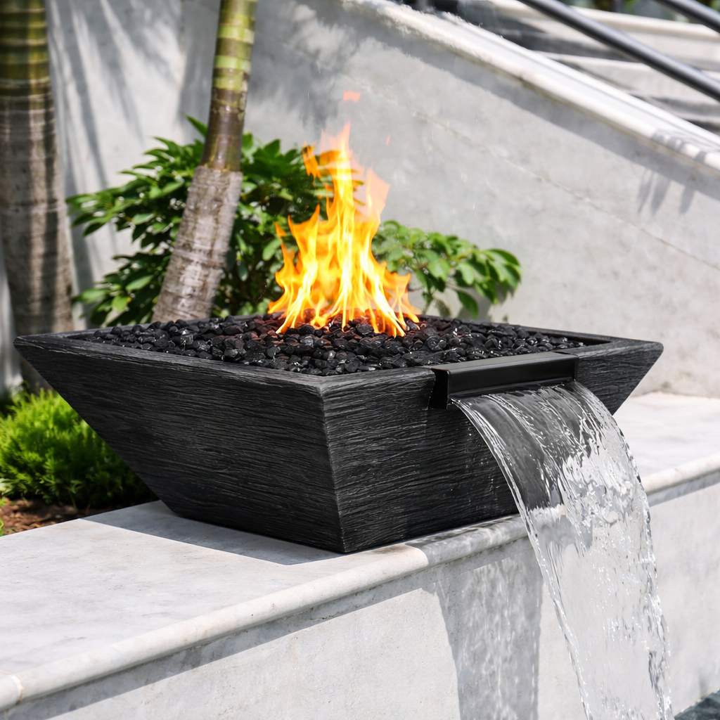 The Outdoor Plus - Maya GFRC Fire & Water Bowl - Ebony