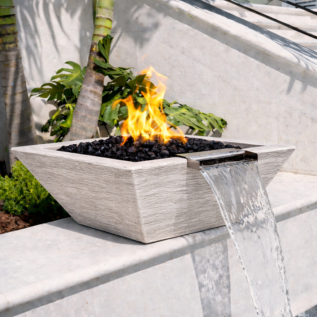 The Outdoor Plus - Maya GFRC Fire & Water Bowl - Ivory