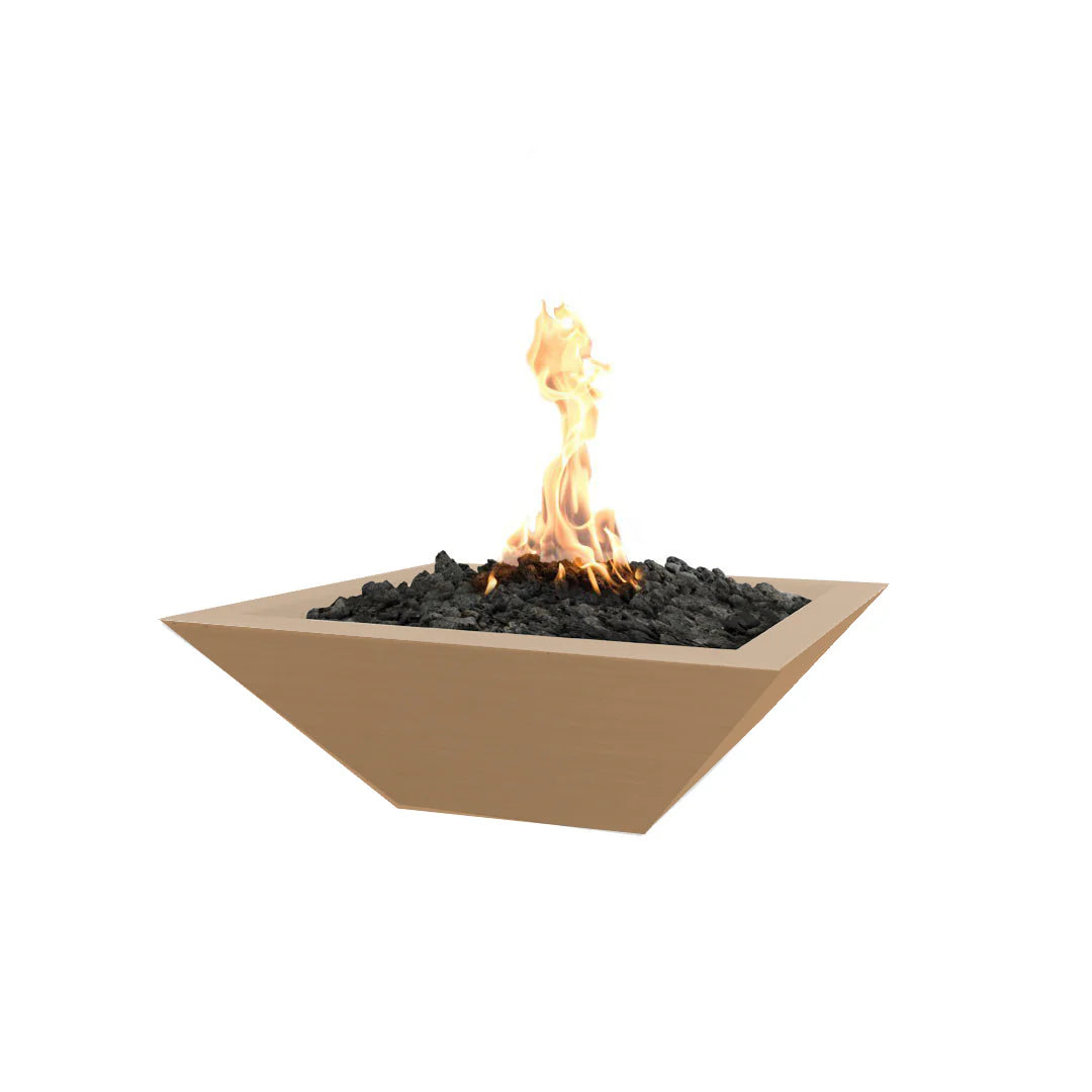 The Outdoor Plus Maya GFRC Concrete Square Fire Bowl - Metallic Bronze