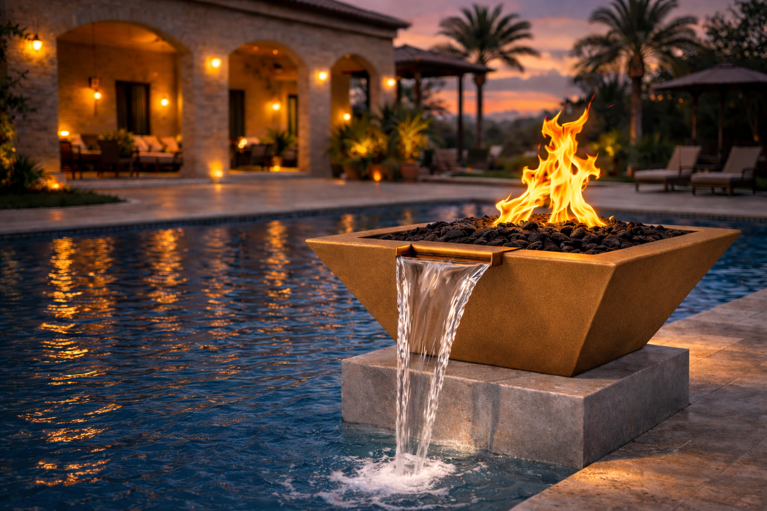 The Outdoor Plus - Maya GFRC Fire & Water Bowl - Metallic Bronze