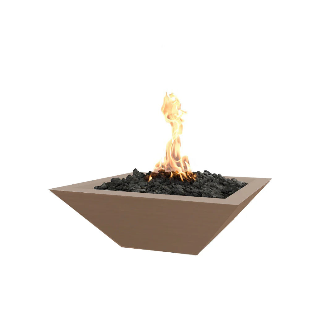 The Outdoor Plus Maya GFRC Concrete Square Fire Bowl - Metallic Copper