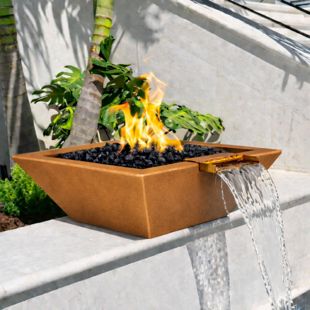 The Outdoor Plus - Maya GFRC Fire & Water Bowl - Metallic Copper