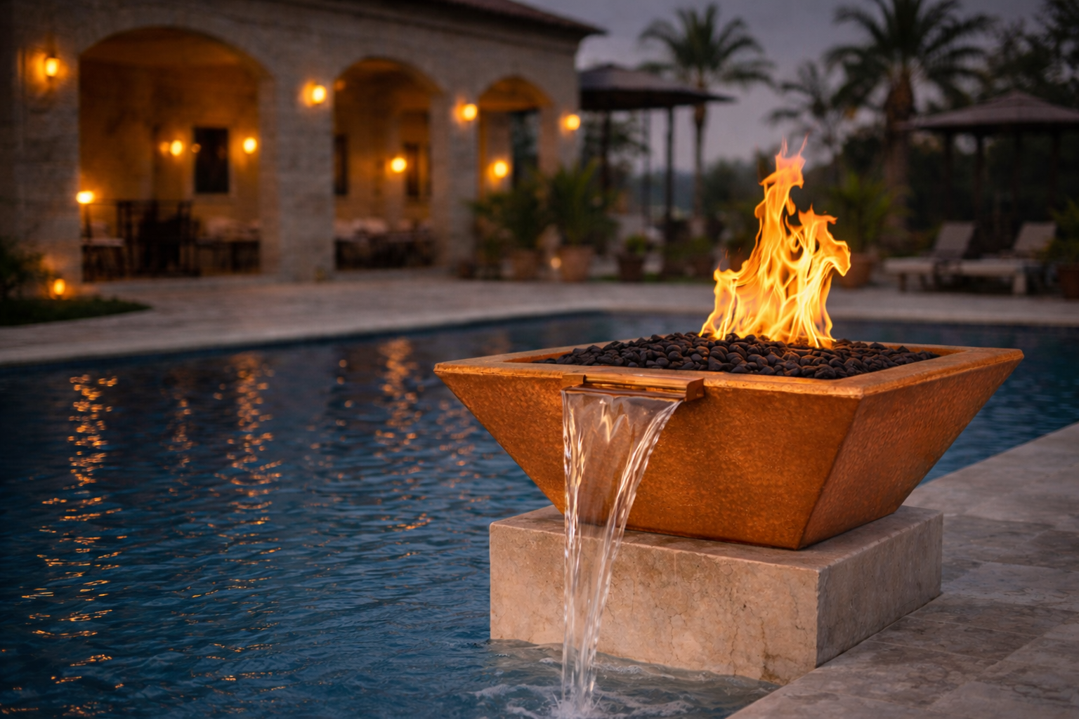 The Outdoor Plus - Maya GFRC Fire & Water Bowl - Metallic Copper