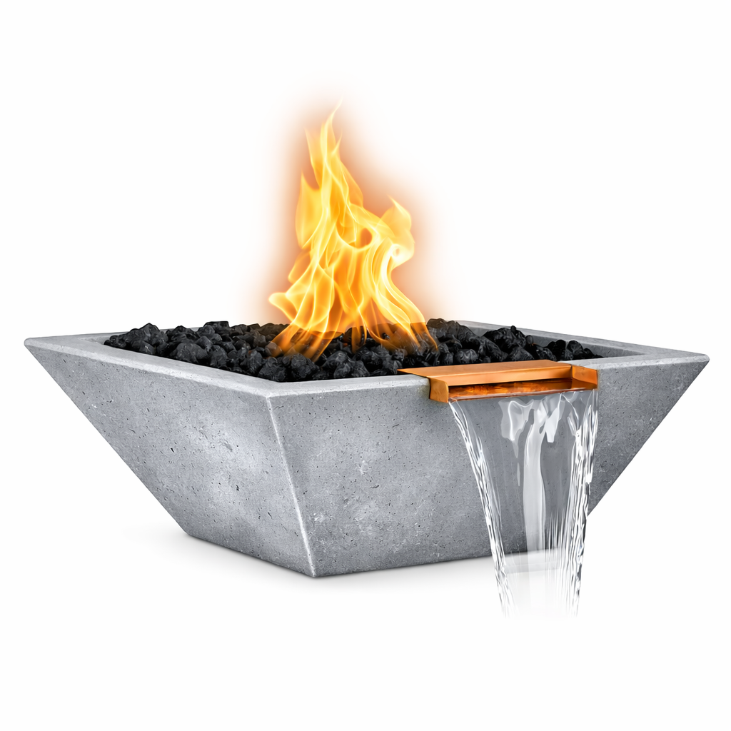 The Outdoor Plus - Maya GFRC Fire & Water Bowl - Metallic Silver