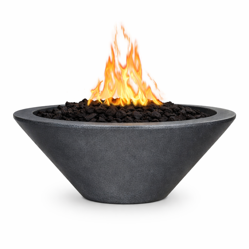The Outdoor Plus Round Cazo GFRC Concrete Fire Bowl - Metallic Slate