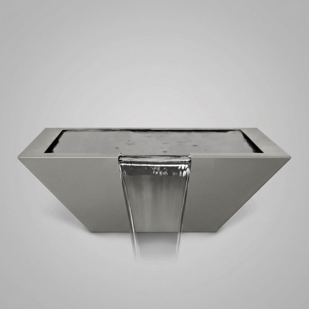 Maya powder-coated water bowl in Pewter on a soft gray background