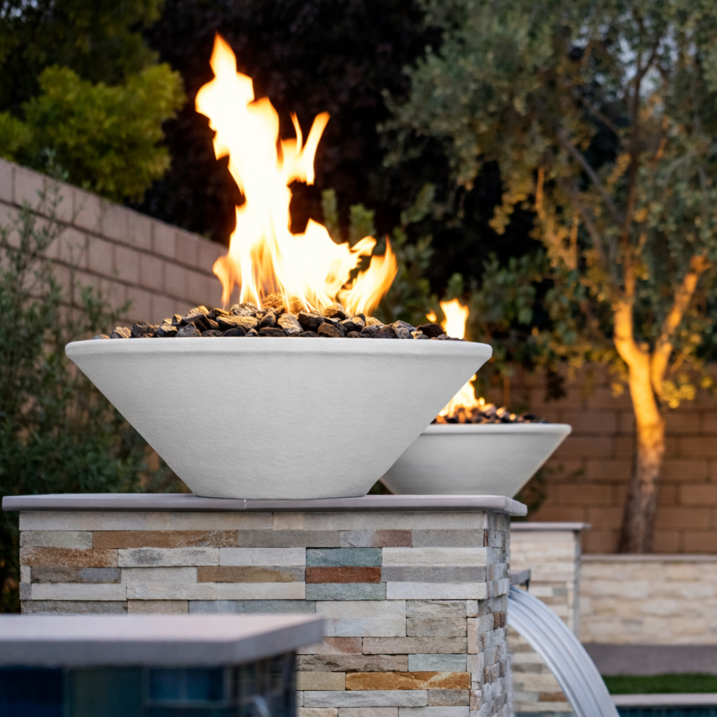 The Outdoor Plus Round Cazo Powder Coated Metal Fire Bowl - Pewter