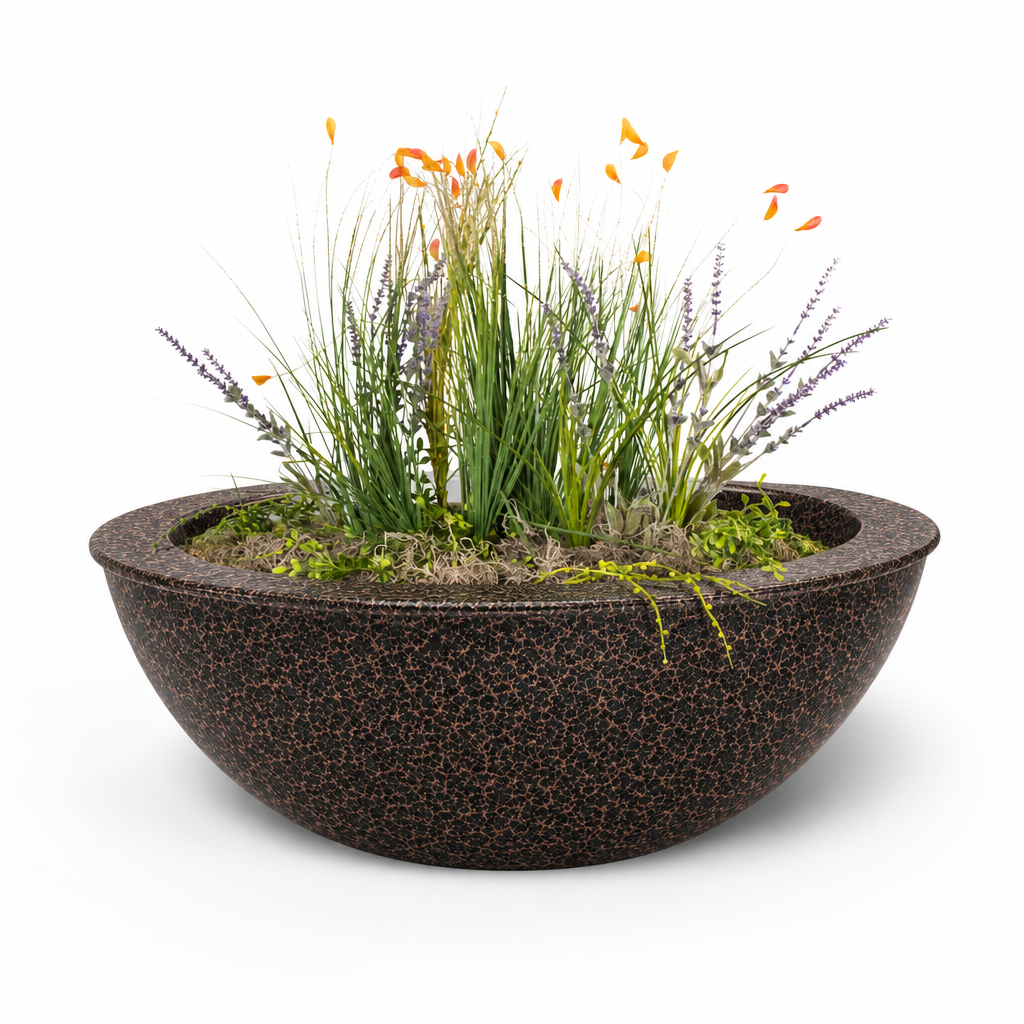 Powder-coated Sedona planter bowl in Copper Vein