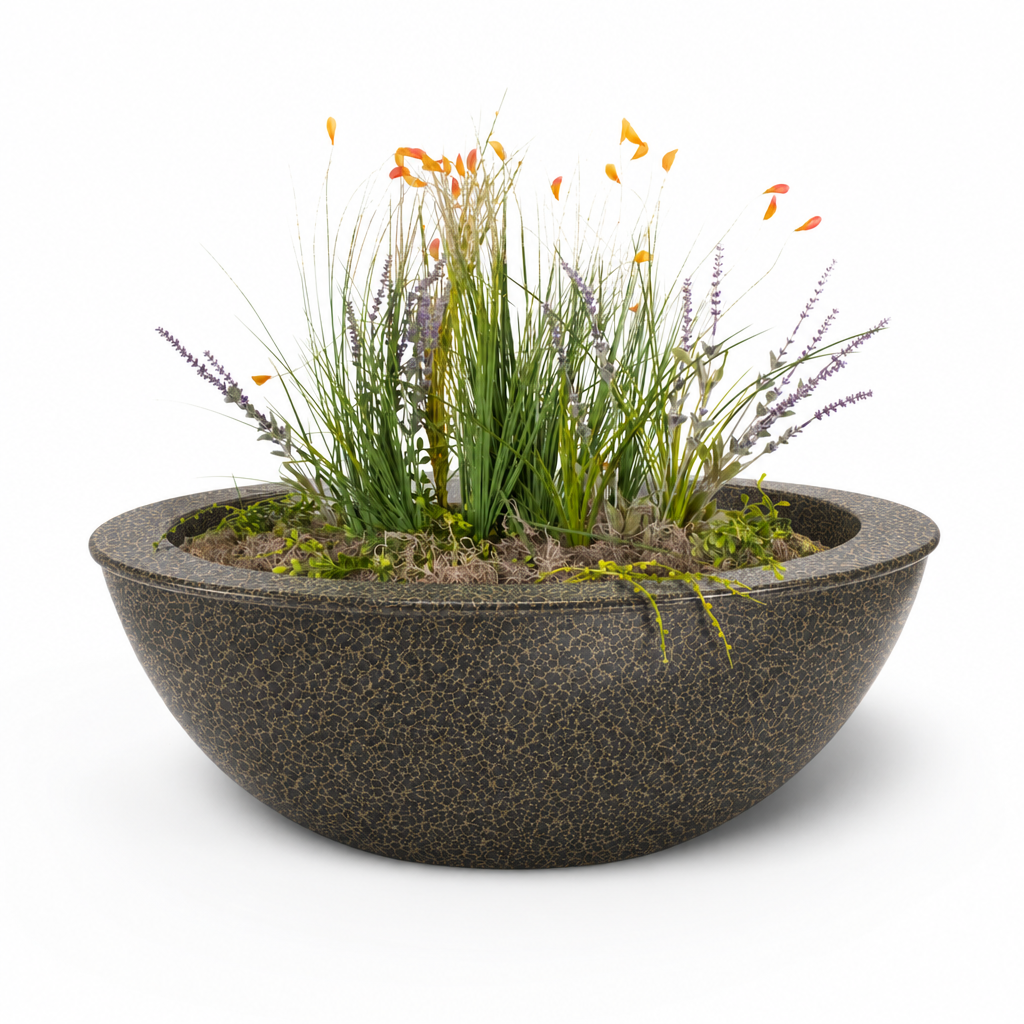 Powder-coated Sedona planter bowl in Gold Vein