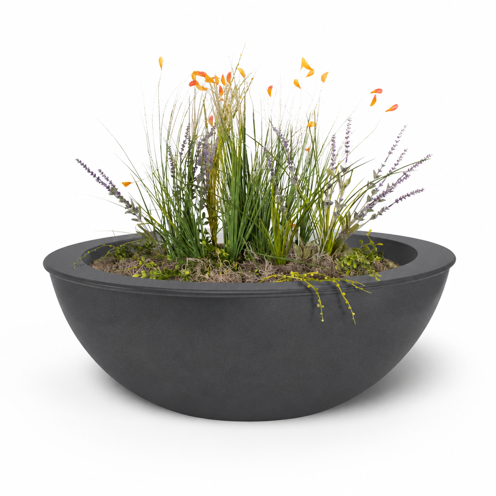 Powder-coated Sedona planter bowl in Graphite Grey