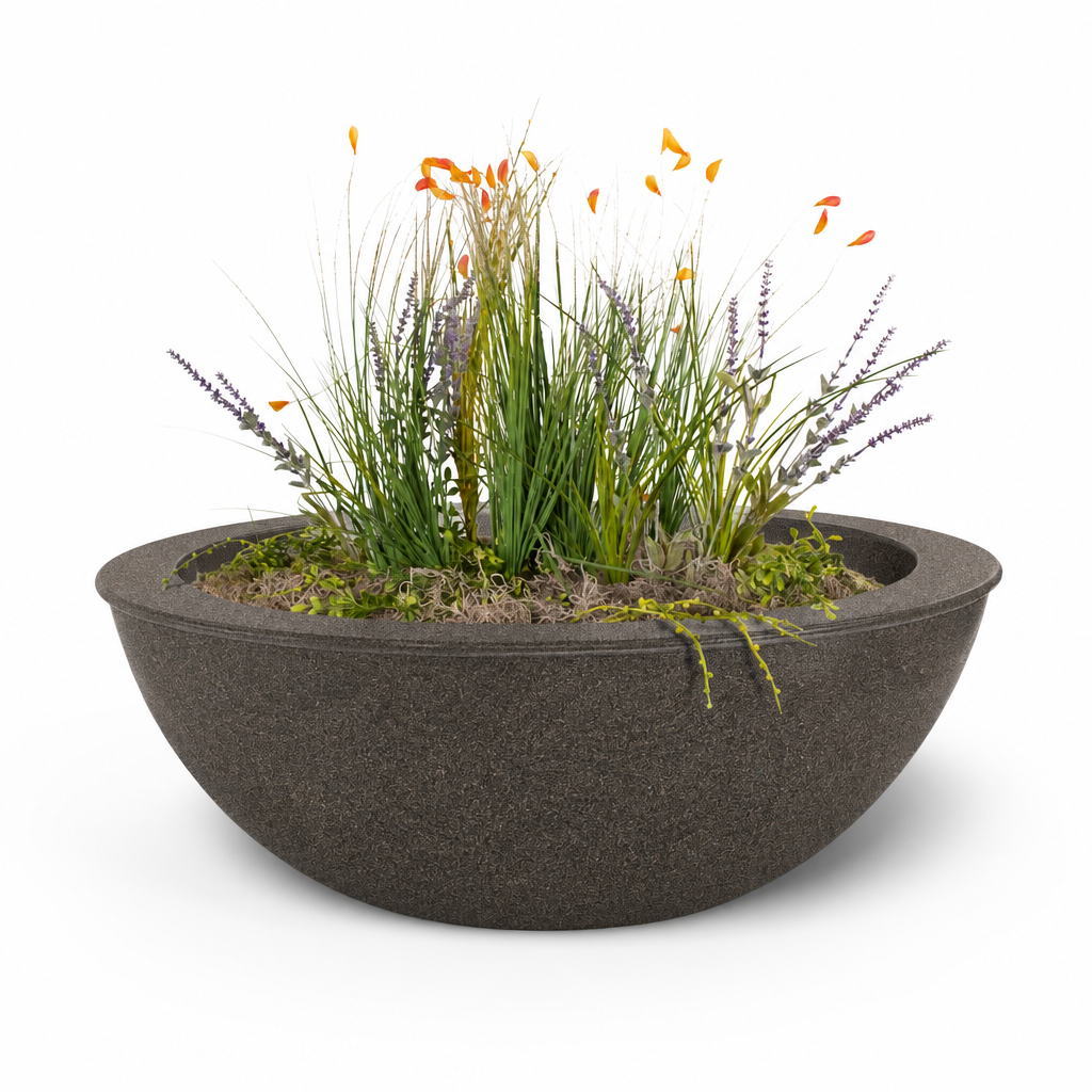 Powder-coated Sedona planter bowl in Java