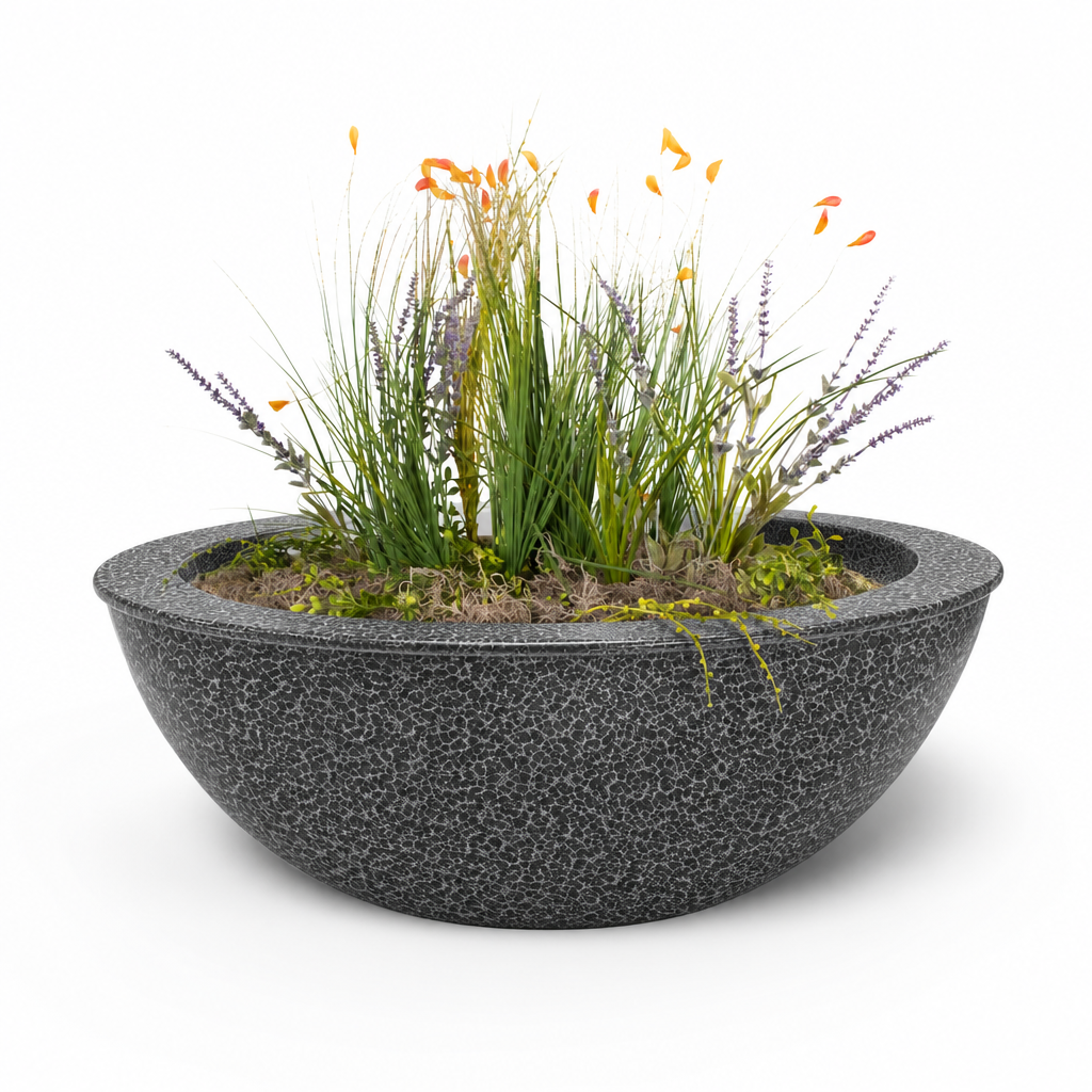 Powder-coated Sedona planter bowl in Silver Vein