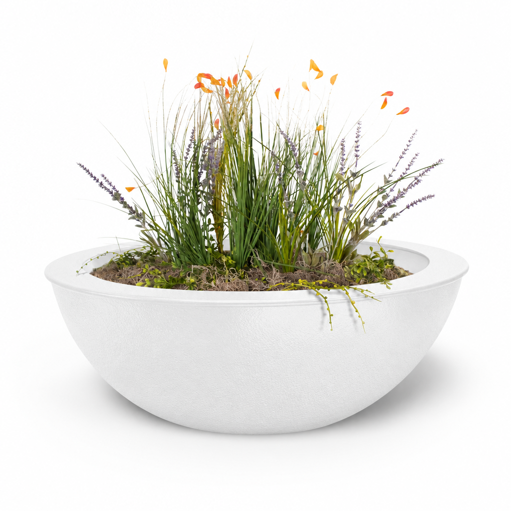 Powder-coated Sedona planter bowl in White