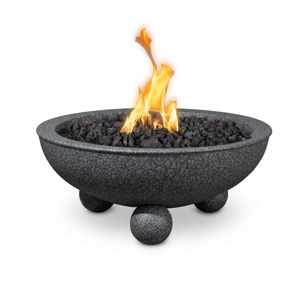 Regenerated Sedona Fire Bowl with Round Legs in Grey Vein