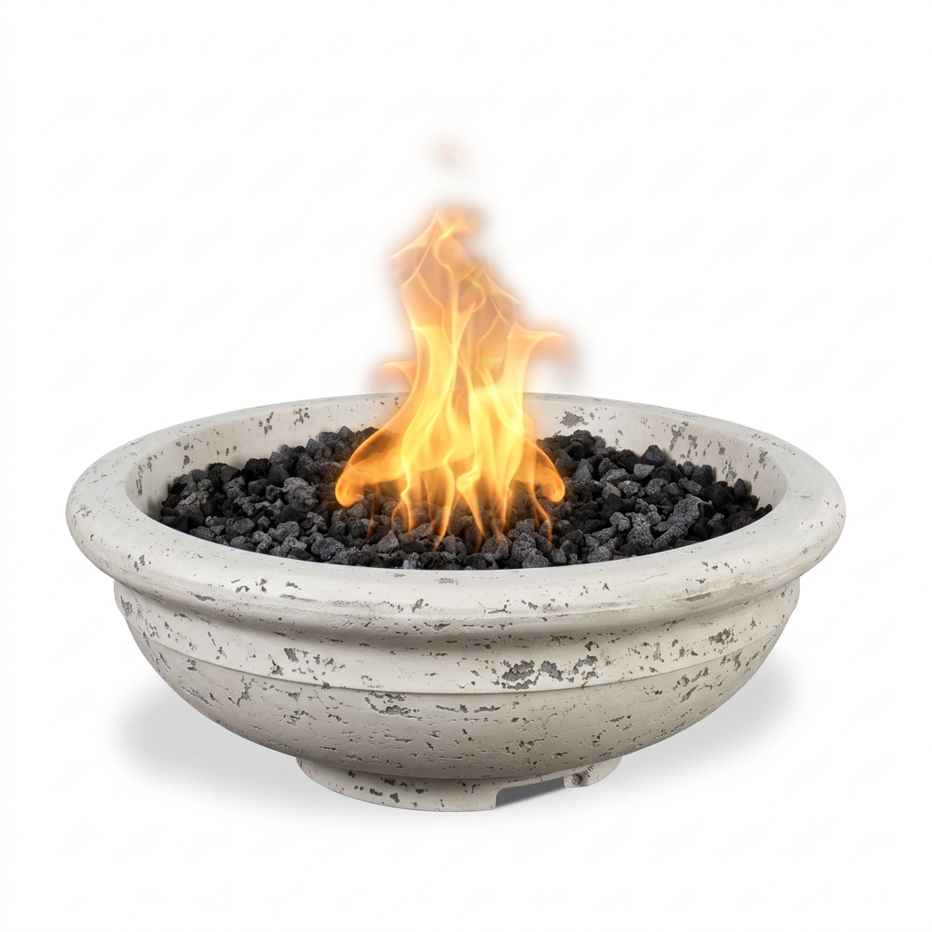 Rodeo Fire Bowl in GFRC Rustic White