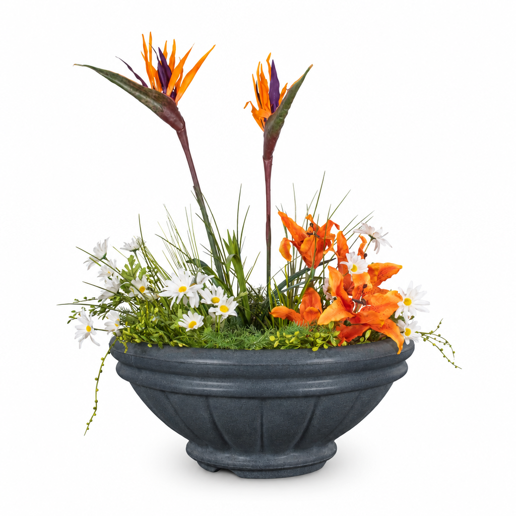 Roma planter in Metallic Slate on a clean white background