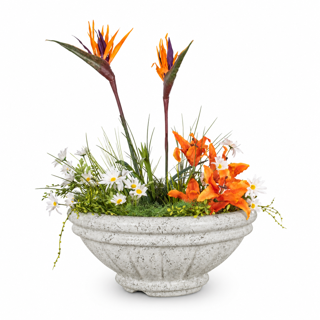 Roma planter in Rustic White on a clean white background