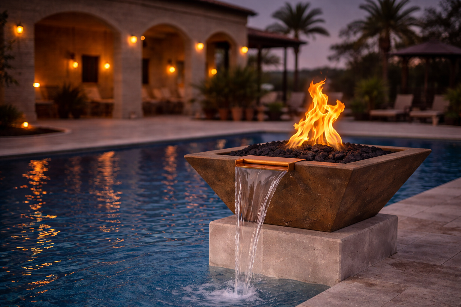 The Outdoor Plus - Maya GFRC Fire & Water Bowl - Rustic Coffee