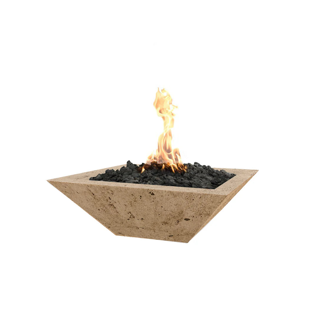 The Outdoor Plus Maya GFRC Concrete Square Fire Bowl - Rustic Coffee