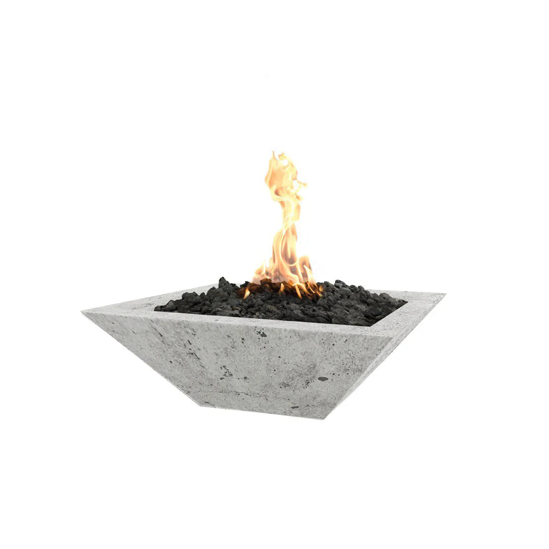 The Outdoor Plus Maya GFRC Concrete Square Fire Bowl - Rustic White