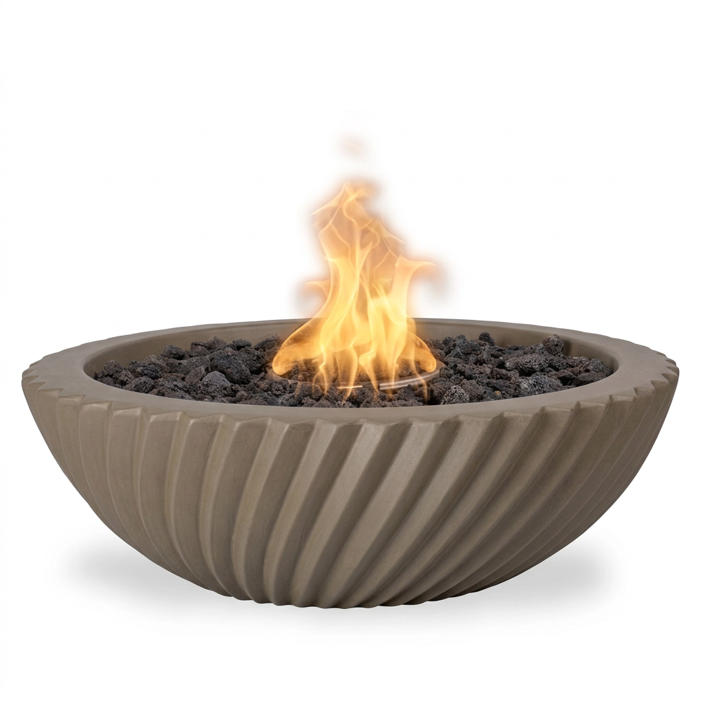 Sedona 2.0 GFRC fire bowl in Chestnut