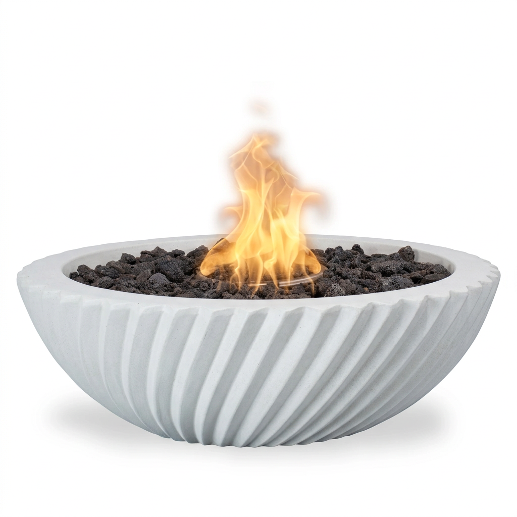 Sedona 2.0 GFRC fire bowl in Limestone