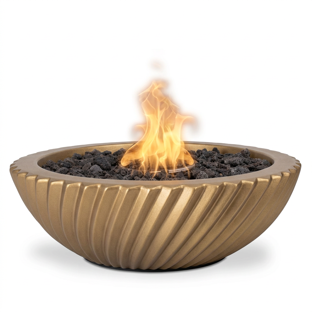 Sedona 2.0 GFRC fire bowl in Metallic Bronze