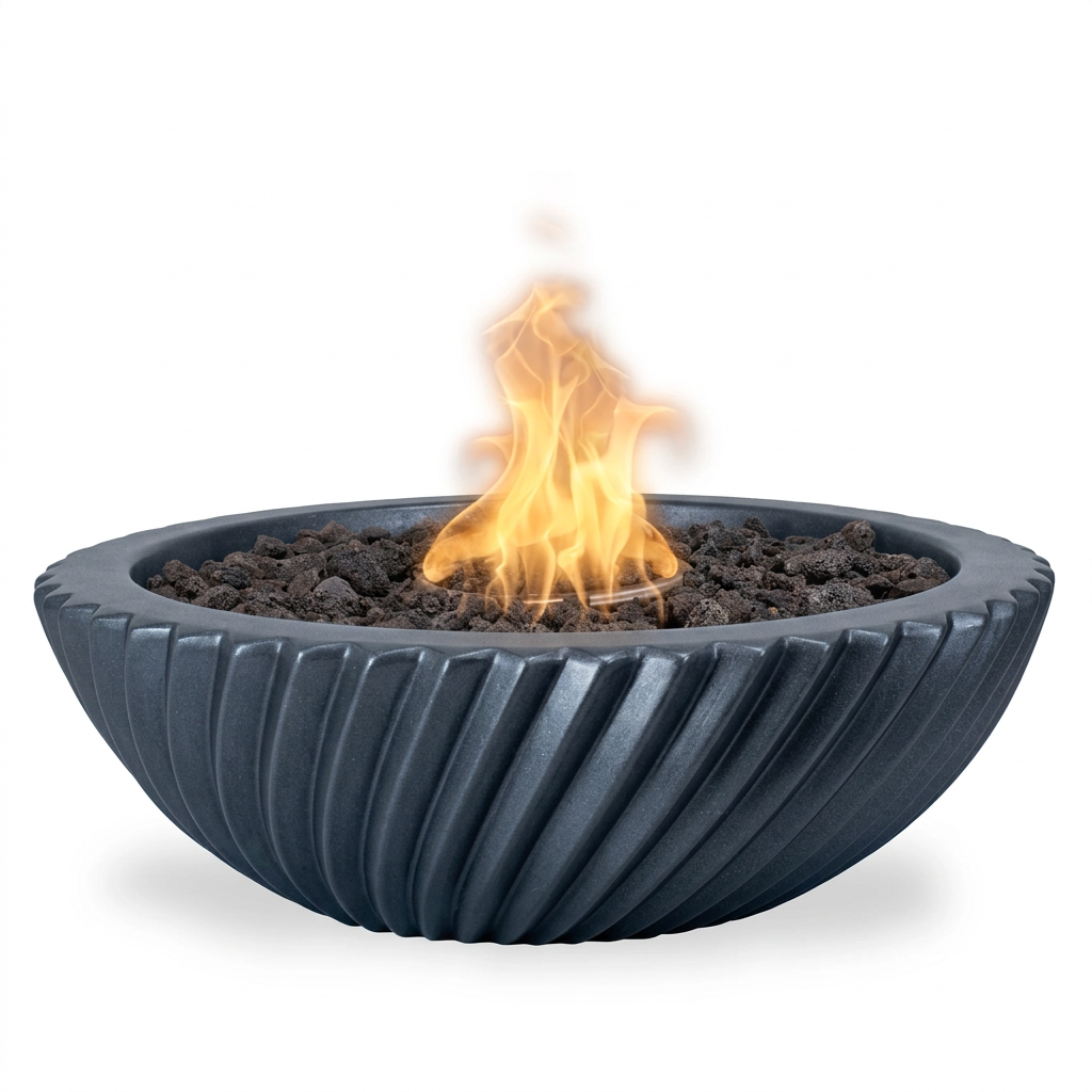 Sedona 2.0 GFRC fire bowl in Metallic Slate