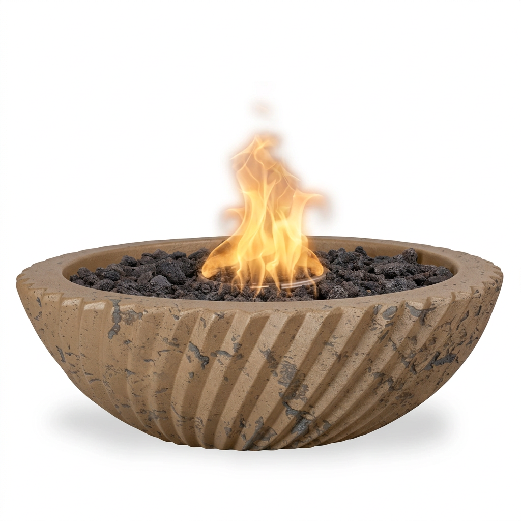 Sedona 2.0 GFRC fire bowl in Rustic Coffee