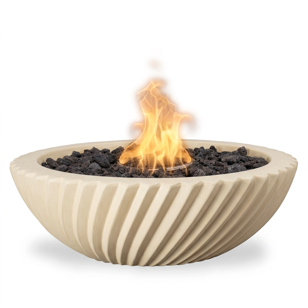 Sedona 2.0 GFRC fire bowl in Vanilla