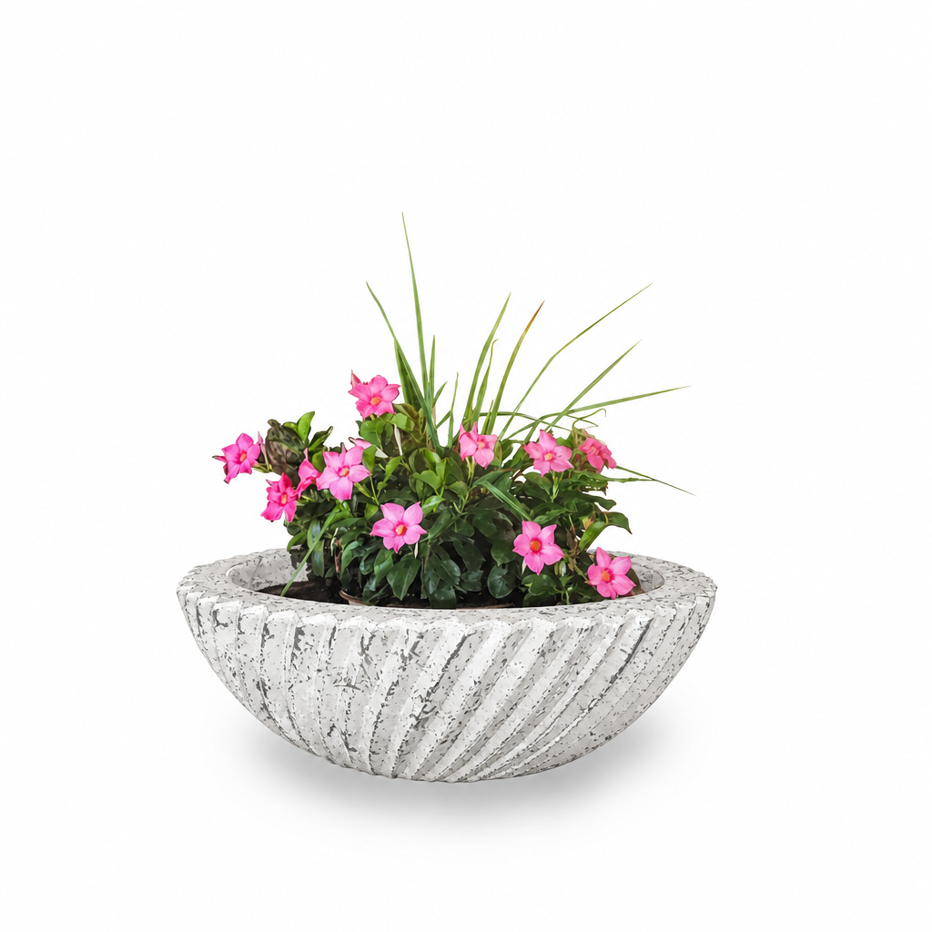 Sedona 2.0 planter bowl in Rustic White GFRC