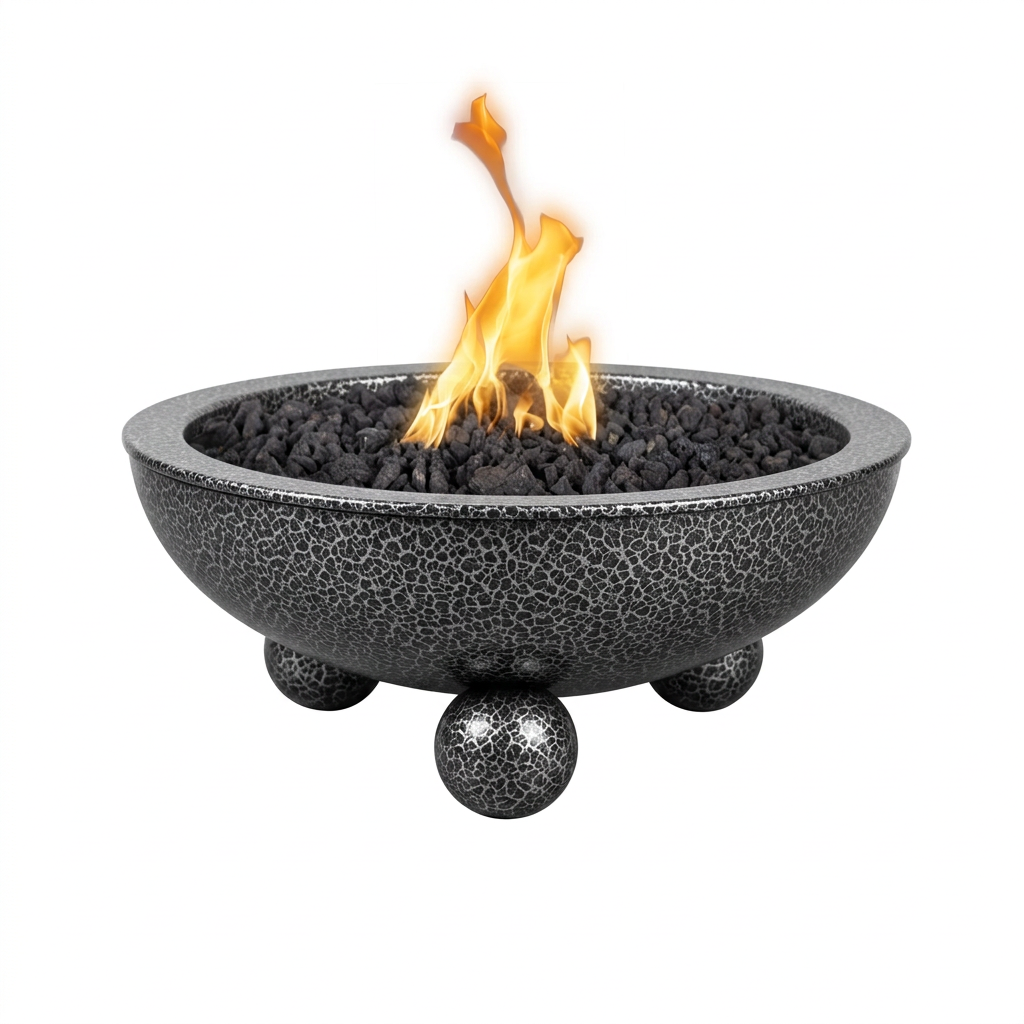 Sedona Fire Bowl with Round Legs in Silver Vein