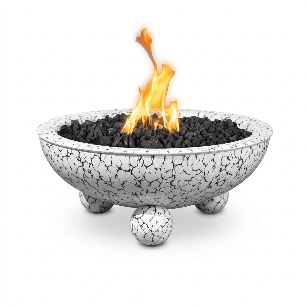 Sedona Fire Bowl with Round Legs in White Vein
