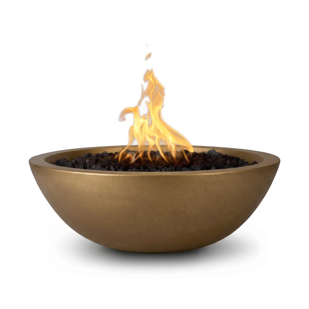 Sedona GFRC fire bowl in Metallic Bronze