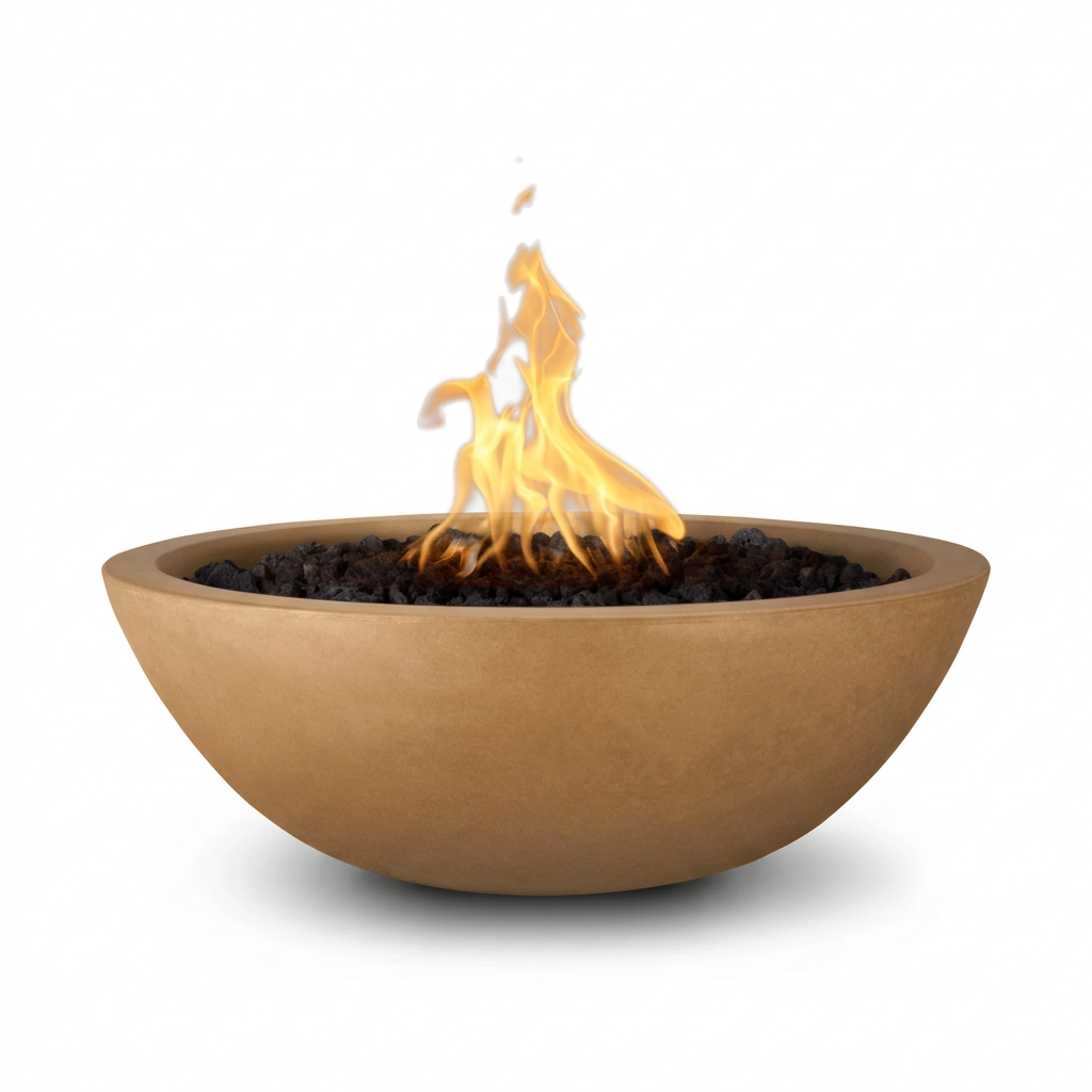 Sedona GFRC fire bowl in Metallic Copper