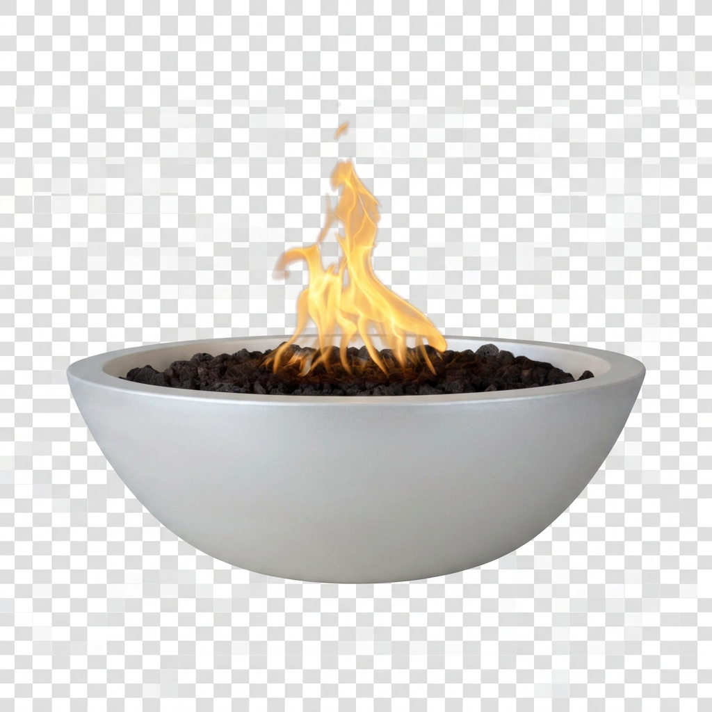 Sedona GFRC fire bowl in Metallic Pearl