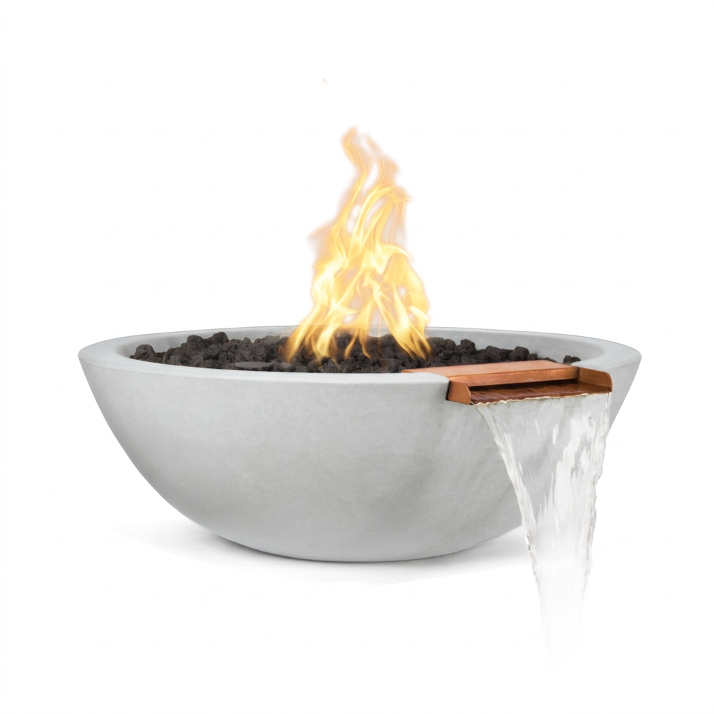 Sedona GFRC Fire & Water Bowl in Limestone