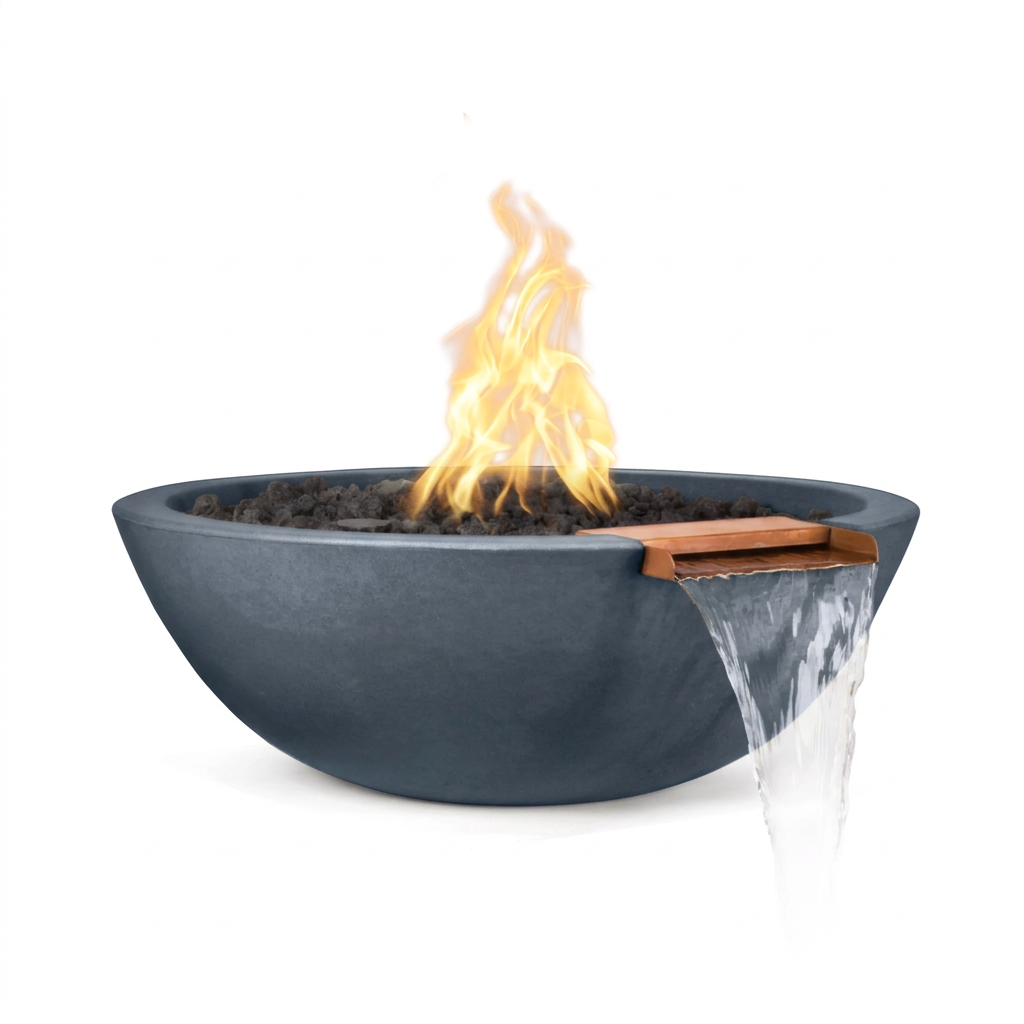 Sedona GFRC Fire & Water Bowl in Metallic Slate
