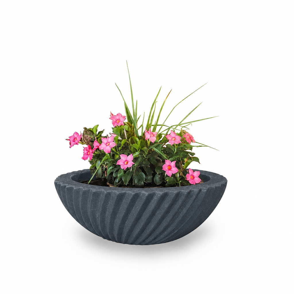 Sedona planter bowl in Metallic Slate GFRC