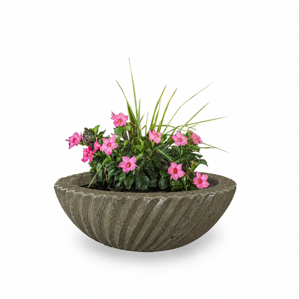 Sedona planter bowl in Rustic Moss Stone GFRC