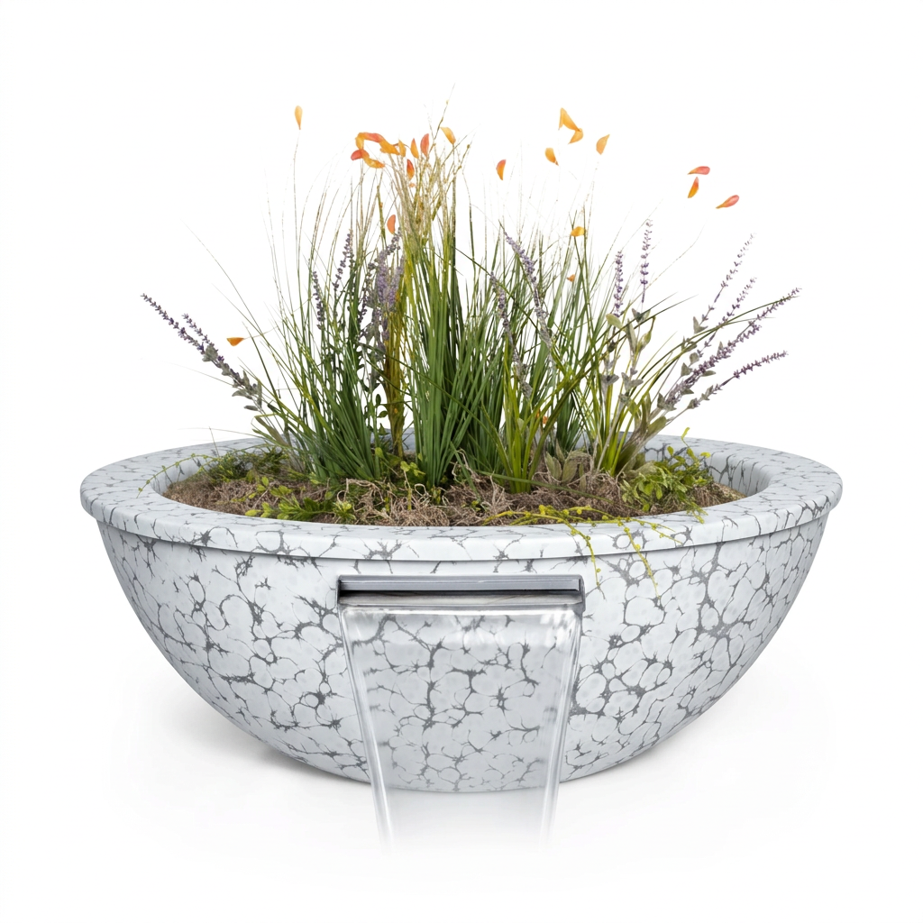Sedona Planter & Water Bowl in White Vein