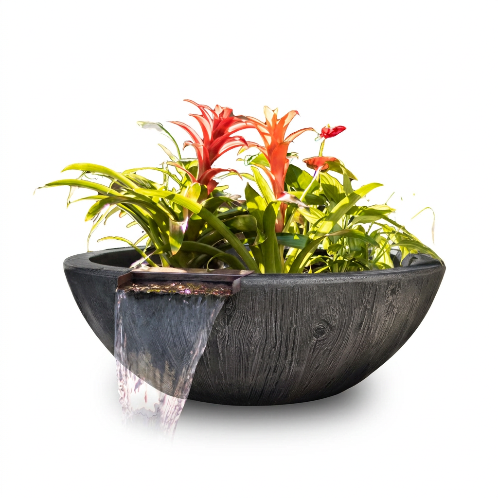 Sedona Woodgrain Planter and Water Bowl in Ebony