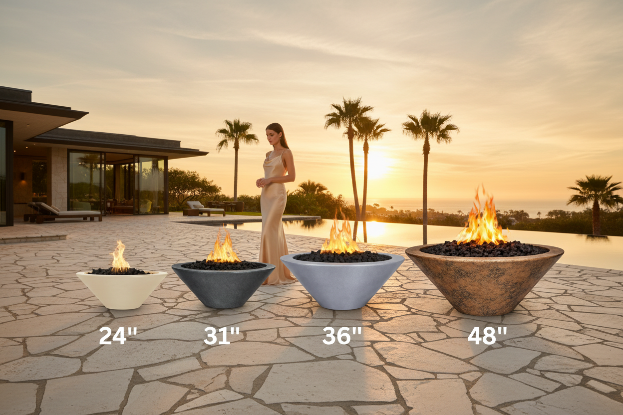 The Outdoor Plus - 31" Round Cazo Fire Bowl GFRC Concrete