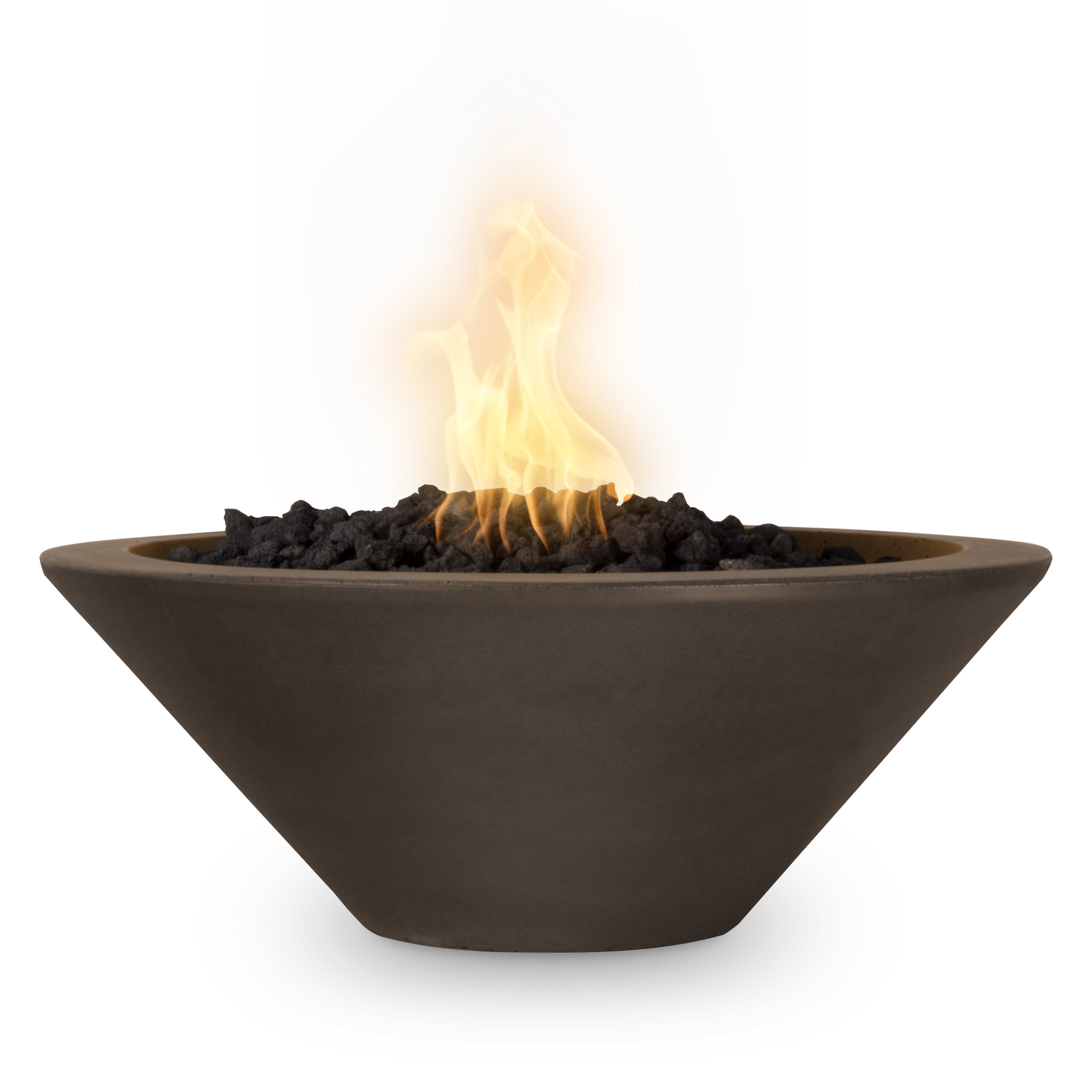 Outdoor Plus Round Cazo Fire Bowl in GFRC Concrete – Chocolate finish