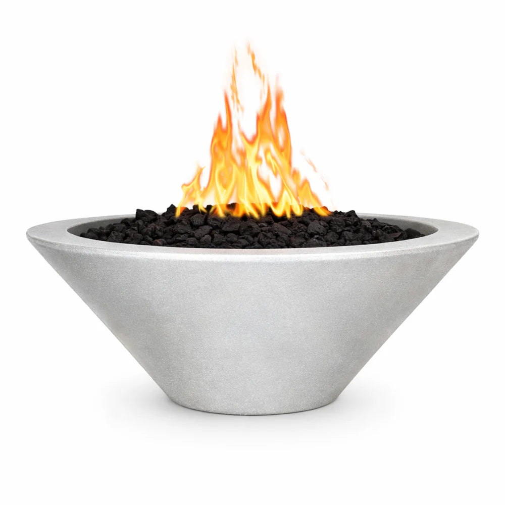 Outdoor Plus Round Cazo Fire Bowl in GFRC Concrete – Metallic Pearl finish