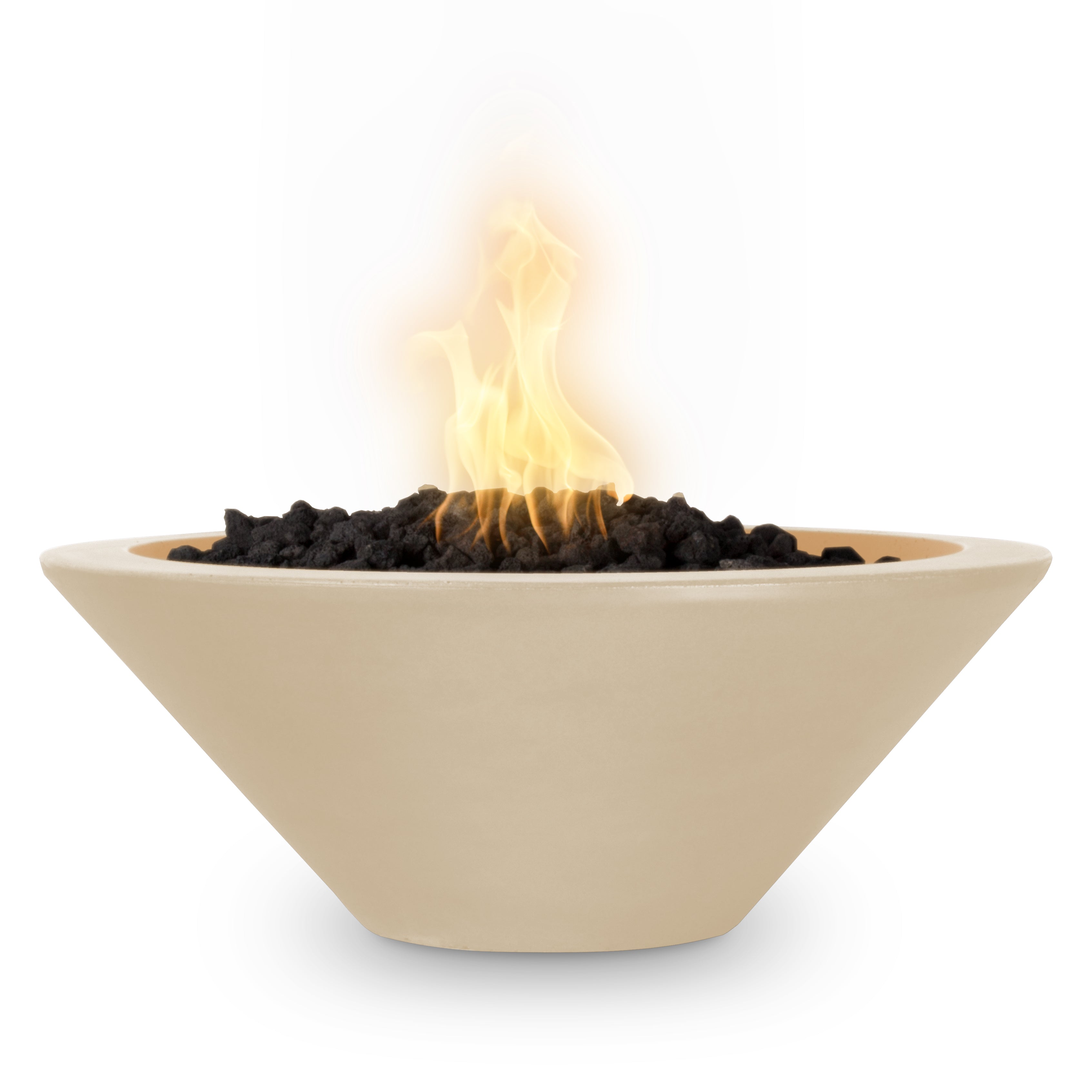Outdoor Plus Round Cazo Fire Bowl in GFRC Concrete – Vanilla finish